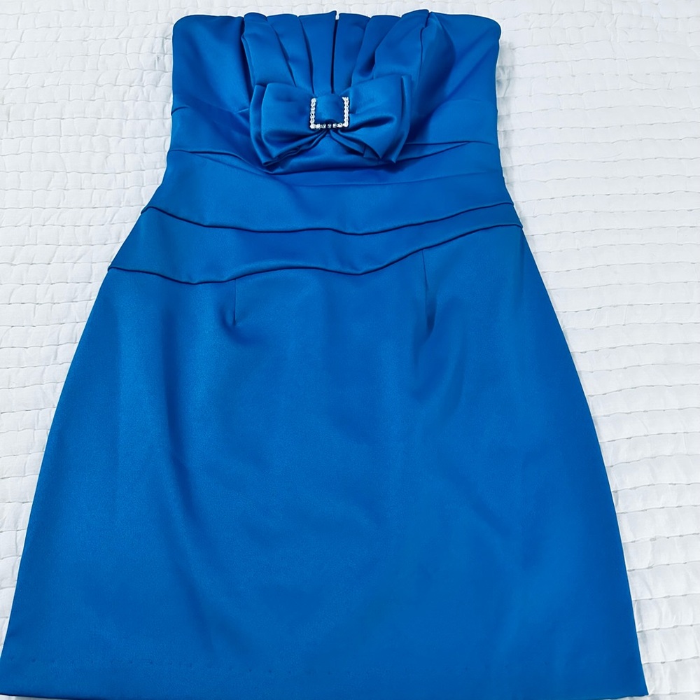 Jessica McClintock Vibrant Blue Satin Dress